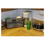 LAMPS, TV, TV STAND, GOLD FRAMED MIRROR