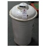 ENAMEL WARE LIFT LID TRASH CAN ENAMEL WARE LIFT LID TRASH CAN