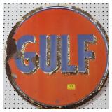 VINTAGE "GULF" SIGN - 25 1/2" DIAMETER SINGLE VINTAGE "GULF" SIGN - 25 1/2" DIAMETER SINGLE