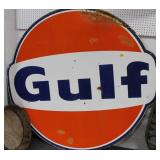 VINTAGE "GULF" SIGN - 72" DIAMETER SINGLE SIDED - VINTAGE "GULF" SIGN - 72" DIAMETER SINGLE SIDED -