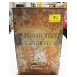 VINTAGE "CROSS COUNTRY" MOTOR OIL CAN SOLD