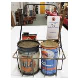 VINTAGE OIL CARRY WITH ADVERTISING CANS GULF, VINTAGE OIL CARRY WITH ADVERTISING CANS GULF,