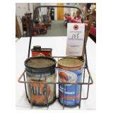 VINTAGE OIL CARRY WITH ADVERTISING CANS GULF,