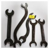 5 VINTAGE OPEN END WRENCHES 5 VINTAGE OPEN END WRENCHES