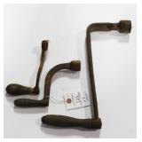 3 VINTAGE CRANK HANDLES 3 VINTAGE CRANK HANDLES