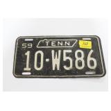 1959 TENNESSEE LICENSE PLATE 1959 TENNESSEE LICENSE PLATE