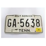 GOVT SERVICE TENNESSEE LICENSE PLATE GOVT SERVICE TENNESSEE LICENSE PLATE