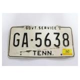 GOVT SERVICE TENNESSEE LICENSE PLATE