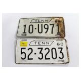 2 - 1960 TENNESSEE LICENSE PLATES 2 - 1960 TENNESSEE LICENSE PLATES