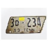 1953 TENNESSEE LICENSE PLATE 1953 TENNESSEE LICENSE PLATE
