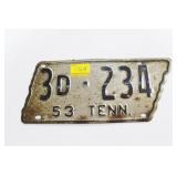 1953 TENNESSEE LICENSE PLATE