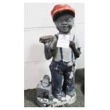 CONCRETE BLACK AMERICANA "BOOT BLACK" STATUE - CONCRETE BLACK AMERICANA "BOOT BLACK" STATUE -