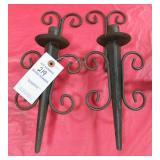 PAIR WROUGHT IRON CANDLE SCONCES PAIR WROUGHT IRON CANDLE SCONCES