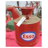 VINTAGE METAL WATER CAN WITH ESSO DECAL EMBOSSED: