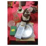 GROUPING: BIRD CLOCK, JUICE CARAFFE, CANDY DISH,