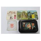 GROUPING: 9 TIN TIP TRAYS, MARYVILLE AD ASHTRAY, GROUPING: 9 TIN TIP TRAYS, MARYVILLE AD ASHTRAY,