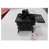 CRESCENT MINIATURE CAST IRON STOVE WITH POTS AND