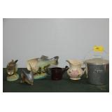 GROUPING: GREASE BUCKET, FISH PLANTER, WALL GROUPING: GREASE BUCKET, FISH PLANTER, WALL