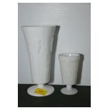 MILK GLASS VASE AND MILK GLASS TUMBLER MILK GLASS VASE AND MILK GLASS TUMBLER