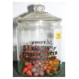 12 GLASS CANDY JAR WITH LID - "EAT TOM