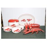 CERAMIC DINNERWARE - LOBSTER MOTIF - 12 PCS. CERAMIC DINNERWARE - LOBSTER MOTIF - 12 PCS.
