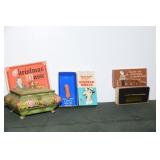 GROUPING: BLUE BIRD CONFECTIONARY TIN BOX AND GROUPING: BLUE BIRD CONFECTIONARY TIN BOX AND