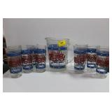 PEPSI-COLA PITCHER AND 9 GLASSES PEPSI-COLA PITCHER AND 9 GLASSES