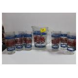 PEPSI-COLA PITCHER AND 9 GLASSES