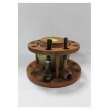 MID CENTURY PIPE RACK WITH GREEN GLASS HUMIDOR, 2 MID CENTURY PIPE RACK WITH GREEN GLASS HUMIDOR, 2