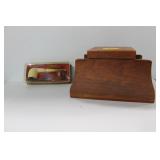 MID CENTURY PIPE RACK WITH WOODEN HUMIDOR, 2 MID CENTURY PIPE RACK WITH WOODEN HUMIDOR, 2