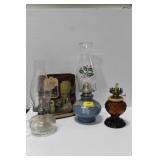 4 OIL LAMPS - 2 WITH NO CHIMNEY 4 OIL LAMPS - 2 WITH NO CHIMNEY