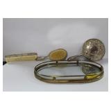 BRASS MIRRORED DRESSER TRAY WITH SILVER PLATE BRASS MIRRORED DRESSER TRAY WITH SILVER PLATE