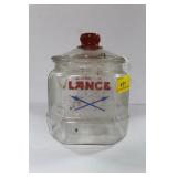 8" LANCE CANDY JAR WITH RED KNOB LID 8" LANCE CANDY JAR WITH RED KNOB LID