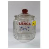 8" LANCE CANDY JAR WITH RED KNOB LID