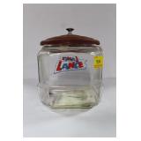 7" LANCE CANDY JAR WITH RED METAL LID 7" LANCE CANDY JAR WITH RED METAL LID