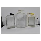 3 VINTAGE GLASS REFRIGERATOR WATER BOTTLES