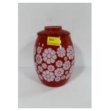 PAINTED GLASS COOKIE JAR WITH LID