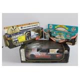 3 DIE CAST TOYS: RACE CAR AND 2 TRACTOR TRAILERS 3 DIE CAST TOYS: RACE CAR AND 2 TRACTOR TRAILERS