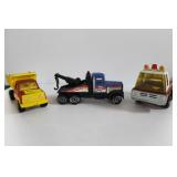 2 TONKA TRUCKS AND 1 JAPAN FIRE TRUCK