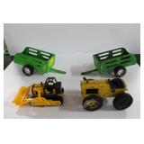 2 NYLINT FARM WAGONS, 1 HUBLEY TOY AND 1 PLASTIC