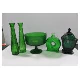 GROUPING: VASES, COMPOTES, ETC. - 5 PCS. GROUPING: VASES, COMPOTES, ETC. - 5 PCS.