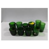 10 FOREST GREEN TEA LIGHT CANDLE HOLDERS