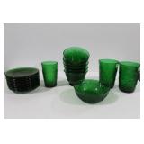 FOREST GREEN SANDWICH GLASS - 38 PCS. FOREST GREEN SANDWICH GLASS - 38 PCS.