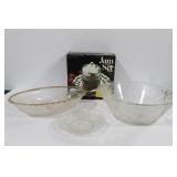 JAM SET IN BOX AND 2 CRYSTAL SANDWICH GLASS BOWLS JAM SET IN BOX AND 2 CRYSTAL SANDWICH GLASS BOWLS