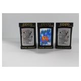 3 ZIPPO LIGHTERS - NEW IN PLASTIC BOX - 2 3 ZIPPO LIGHTERS - NEW IN PLASTIC BOX - 2