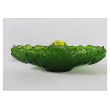 GREEN PAINTED GLASS CENTER PIECE BOWL GREEN PAINTED GLASS CENTER PIECE BOWL