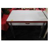 VINTAGE PORCELAIN TOP TABLE WITH 1 DRAWER AND 2