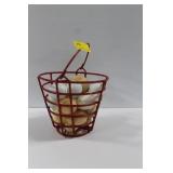 WIRE BASKET WITH FAKE HEN EGGS