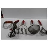 GROUPING: MID CENTURY RED HANDLED KITCHEN GROUPING: MID CENTURY RED HANDLED KITCHEN