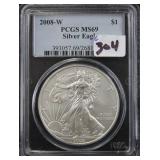 2008-W SILVER EAGLE - PCGS GRADED MS69 2008-W SILVER EAGLE - PCGS GRADED MS69